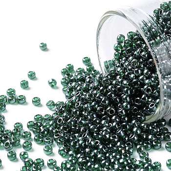 TOHO Round Seed Beads, Japanese Seed Beads, (118) Transparent Luster Green Emerald, 11/0, 2.2mm, Hole: 0.8mm, about 1110pcs/10g