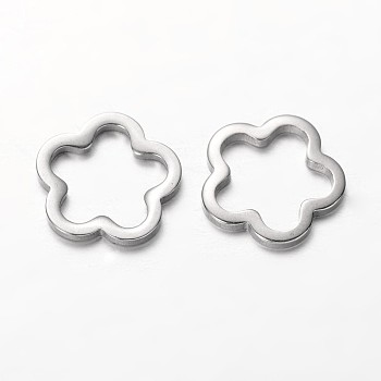 Flower 201 Stainless Steel Link Rings, Stainless Steel Color, 13.5x13.5x1.5mm