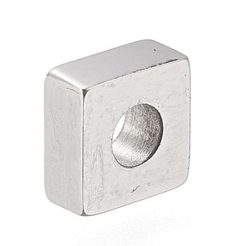 Tarnish Resistant 304 Stainless Steel Beads, Square, Stainless Steel Color, 7x7x3mm, Hole: 3mm