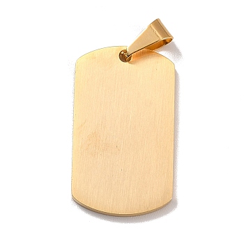 Vacuum Plating 304 Stainless Steel Pendants, Stamping Blank Tag, Rectangle, Golden, 34.5x19.5x2mm, Hole: 8x4mm