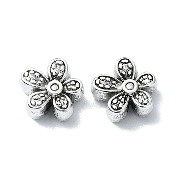 Tibetan Style Alloy Beads, Flower, Antique Silver, 12x13x5.5mm, Hole: 1.5mm, about 201pcs/500g
