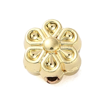 Rack Plating Alloy Beads, Flower, Golden, 7x7x5mm, Hole: 1mm