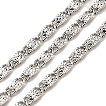 304 Stainless Steel Lumachina Chains, Unwelded, with Spool, Stainless Steel Color, 8.5x4x1mm