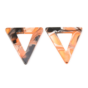 Acrylic Pendants, Triangle, Dark Orange, 34x30x2mm, Hole: 1.5mm