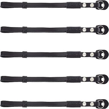 Leather Camera Cage Handles, Camera Wristlet Straps, with Iron Finding, Black, 255x14x11mm