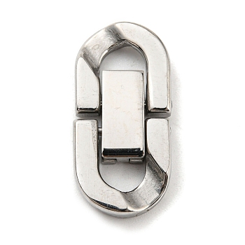 304 Stainless Steel Fold Over Clasps, Stainless Steel Color, 23x11x3mm, Hole: 4x5mm