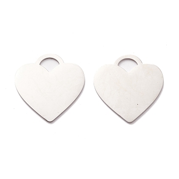 304 Stainless Steel Pendants, Heart, Stainless Steel Color, 26x25x1mm, Hole: 5x7mm