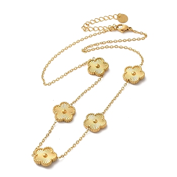 304 Stainless Steel Necklaces, Flower, Golden, 15.75 inch(40cm)