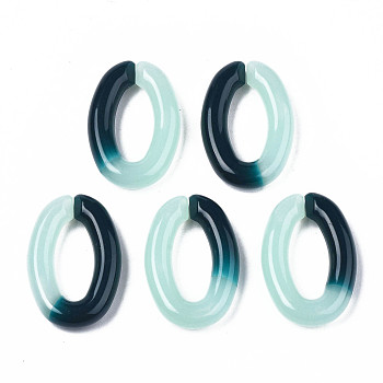 Two Tone Opaque Acrylic Linking Rings, Quick Link Connectors, for Jewelry Curb Chains Making, Oval Ring, Prussian Blue, 29.5x19.5x5mm, Inner Diameter: 18x8mm