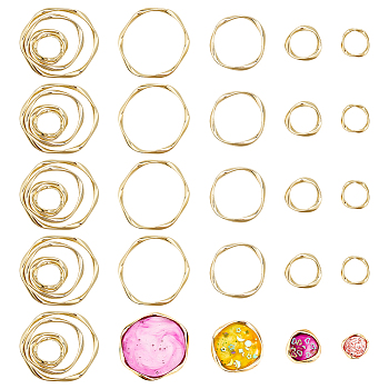 32Pcs 4 Style Alloy Linking Rings, Long-Lasting Plated, Twisted Round Ring, Light Gold, 17~40x16~43x2~2.7mm, Inner Diameter: 12.8~36x12~36.5mm, 8pcs/style