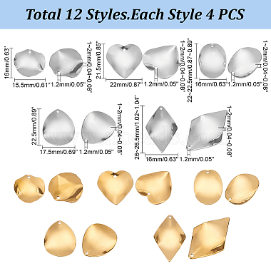 PandaHall Elite 40Pcs 10 Styles 304 Stainless Steel Pendants(STAS-PH0004-57)-2