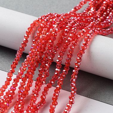 3mm Red Abacus Electroplate Glass Beads