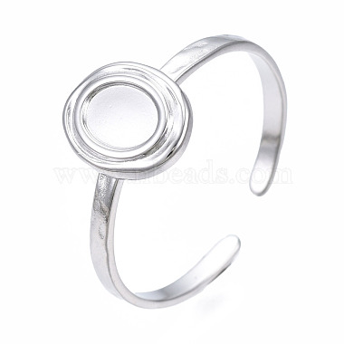 304 Stainless Steel Open Cuff Finger Ring Cabochon Settings(STAS-T060-11P)-3