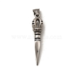304 Stainless Steel Big Pendants, Buddhist Jewelry Findings, Karma Dorje, Antique Silver, 50x12x12mm, Hole: 9x5.5mm(STAS-H385-02AS)