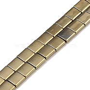 Electroplated Non-magnetic Synthetic Hematite Beads Strands, Square, 2-Hole, Light Gold Plated, 5x5x2mm, Hole: 0.8mm, about 74pcs/strand, 15.75 inch(40cm)(G-G089-B02-03)