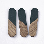 Resin & Walnut Wood Cabochons, Oval, Dark Slate Gray, 45x11x3~4mm(RESI-Q210-014A-A01)