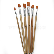 Paint Wood Brushes Set, with Aluminium Tube and Nylon Hair, for DIY Oil Watercolor Painting Craft, Sandy Brown, 18.1~20.8x0.7~1cm, 6pcs/set(CELT-PW0001-017A)