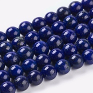 Natural Lapis Lazuli Beads Strands, Dyed, Round, Blue, 6mm, Hole: 1mm, about 30pcs/strand, 7.6 inch(X-G-G087-6mm)
