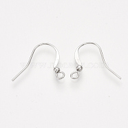 Brass French Earring Hooks, with Horizontal Loop, Flat Earring Hooks Findings, Real Platinum Plated, 17.5x20mm, Hole: 2mm, Pin: 0.8mm(X-KK-S348-408)