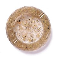 Resin with Natural Rutilated Quartz Chip Stones Ashtray, Home OFFice Tabletop Decoration, Flat Round, 98x24mm, Inner Diameter: 67mm(DJEW-F015-06F)