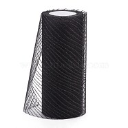 Glitter Deco Mesh Ribbons, Tulle Fabric, for Wedding Party Decoration, Skirts Decoration Making, Black, 5.9 inch(15cm),  10yards/roll(OCOR-H100-A11)