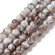 Drawbench & Baking Painted Glass Beads Strands, Round, Camel, 8mm, Hole: 1mm, about 106pcs/strand, 31.4 inch(GLAA-S176-15)