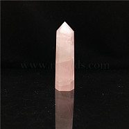 Point Tower Natural Rose Quartz Home Display Decoration, Healing Stone Wands, for Reiki Chakra Meditation Therapy Decos, Hexagon Prism, 50~60mm(PW23030651350)