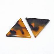 Cellulose Acetate(Resin) Pendants, Tortoiseshell Pattern, Triangle, Goldenrod, 30x34x2.5mm, Hole: 1.5mm(KY-S123C-A301)