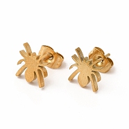 Halloween Spider 304 Stainless Steel Stud Earrings for Women, Golden, 9x8mm, Pin: 0.7mm(EJEW-B019-01G)