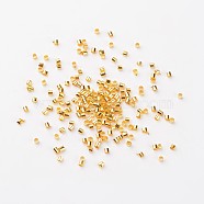 Brass Crimp Beads, Cadmium Free & Lead Free, Tube, Golden Color, about 2mm wide, 2mm long, hole: 1.5mm(E003-G)