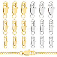 Elite 24Pcs 6 Styles Brass Lobster Claw Clasps, with Jump Rings, Platinum & Golden, 10~14x5~7x2.5~3mm, Hole: 2.5~3mm, 4pcs/style(FIND-PH0018-74)