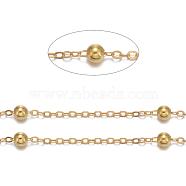 Brass Flat Oval Cable Chains, Satellite Chains, Unwelded, with Card Paper, Golden Color, 2.2x1.7x0.23mm, Bead: 3.5mm(X-CHC018Y-G)