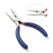 Jewelry Pliers, #50 Steel(High Carbon Steel) Wire Cutter Pliers, Chain Nose Pliers, Serrated Jaw, 135x53mm, Midnight Blue, 135x53mm(TOOL-D029-12)