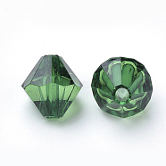 Transparent Acrylic Beads, Bicone, Dark Green, 8x7.5mm, Hole: 2mm, about 2640pcs/500g(TACR-S146-8mm-07)