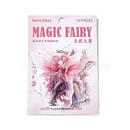 10Pcs Magic Fairy Waterproof PET Self-Adhesive Decorative Stickers, for DIY Scrapbooking, Pink, 63~80x52~63x0.2mm(DIY-M053-05B)