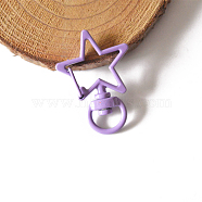 Spray Painted Alloy Swivel Snap Hooks Clasps, Star, Lilac, 3.4cm(KEYC-PW0001-01M)