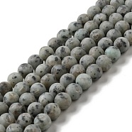 Natural Sesame Jasper/Kiwi Jasper Beads Strands, Frosted, Round, 10.5mm, Hole: 1mm, about 38pcs/strand, 15.55''(39.5cm)(G-I258-02)