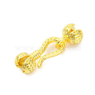 Brass Hook and S-Hook Clasps, Flower, Real 18K Gold Plated, 22mm, Clasp: 16x8x5.5mm, hole:2mm, Flower: 9x6.5x5.5mm, hole: 2mm(KK-K381-22G-01)