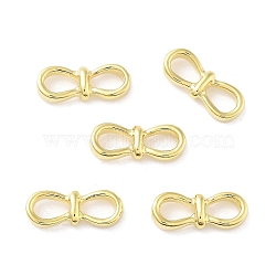 Alloy Connector Charms, Bowknot Links, Real 18K Gold Plated, 6x15.5x3mm, Hole: 3.5x6mm(FIND-G085-11A-G)