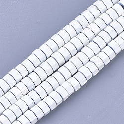 Spray Painted Non-magnetic Synthetic Hematite Beads Strands, Matte Style, Hexagon, White, 3x6x5mm, Hole: 0.7mm, about 125pcs/strand, 16.1 inch(G-T116-27-16)