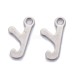 304 Stainless Steel Pendants, Alphabet, Stainless Steel Color, Letter.Y, 11x5.8x1mm, Hole: 1.5mm(STAS-Z023-Y)