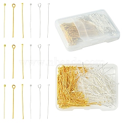 240Pcs 6 Styles Brass Ball Head Pins, Golden & Silver, 30x0.5~0.8mm, 40pcs/style(FIND-YW0005-16)