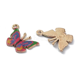 Alloy Enamel Printed Pendants, Butterfly Charms, Golden, Deep Pink, 15x20.5x2mm, Hole: 1.8mm(ENAM-CJC0006-66E)