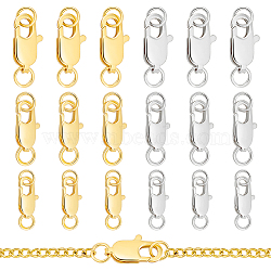 Elite 24Pcs 6 Styles Brass Lobster Claw Clasps, with Jump Rings, Platinum & Golden, 10~14x5~7x2.5~3mm, Hole: 2.5~3mm, 4pcs/style(FIND-PH0018-74)