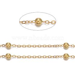 Brass Flat Oval Cable Chains, Satellite Chains, Unwelded, with Card Paper, Golden Color, 2.2x1.7x0.23mm, Bead: 3.5mm(X-CHC018Y-G)