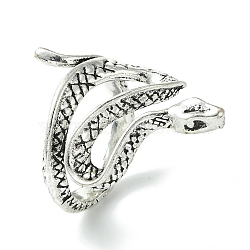 Snake Alloy Wrap Open Cuff Rings, Lead Free & Cadmium Free, Antique Silver, 25mm, Inner Diameter: 17mm(RJEW-K275-55AS)