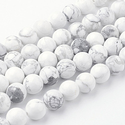 Natural Howlite Bead Strands, Round, 10~10.5mm, Hole: 1.5mm, about 38pcs/strand, 15.3 inch(39cm)(G-G735-66-10mm)