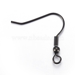 Stainless Steel Earring Hooks, with Horizontal Loop, Electrophoresis Black, 20.5x21mm, Hole: 2.5mm, Pin: 0.6mm(X-STAS-L211-16-B)