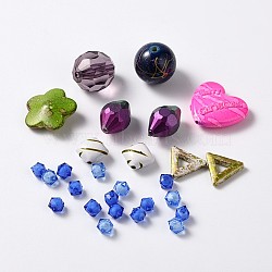 Mixed Acrylic Beads for DIY, Mixed Color, 8~33x8~39x4~24mm, Hole: 1~3mm, about 120 pcs/200g(FIND-I001-M)
