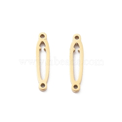 304 Stainless Steel Oval Connector Charms, Ion Plating(IP), Real 14K Gold Plated, 12.5x3x0.7mm, Hole: 0.8mm(STAS-M111-04G)